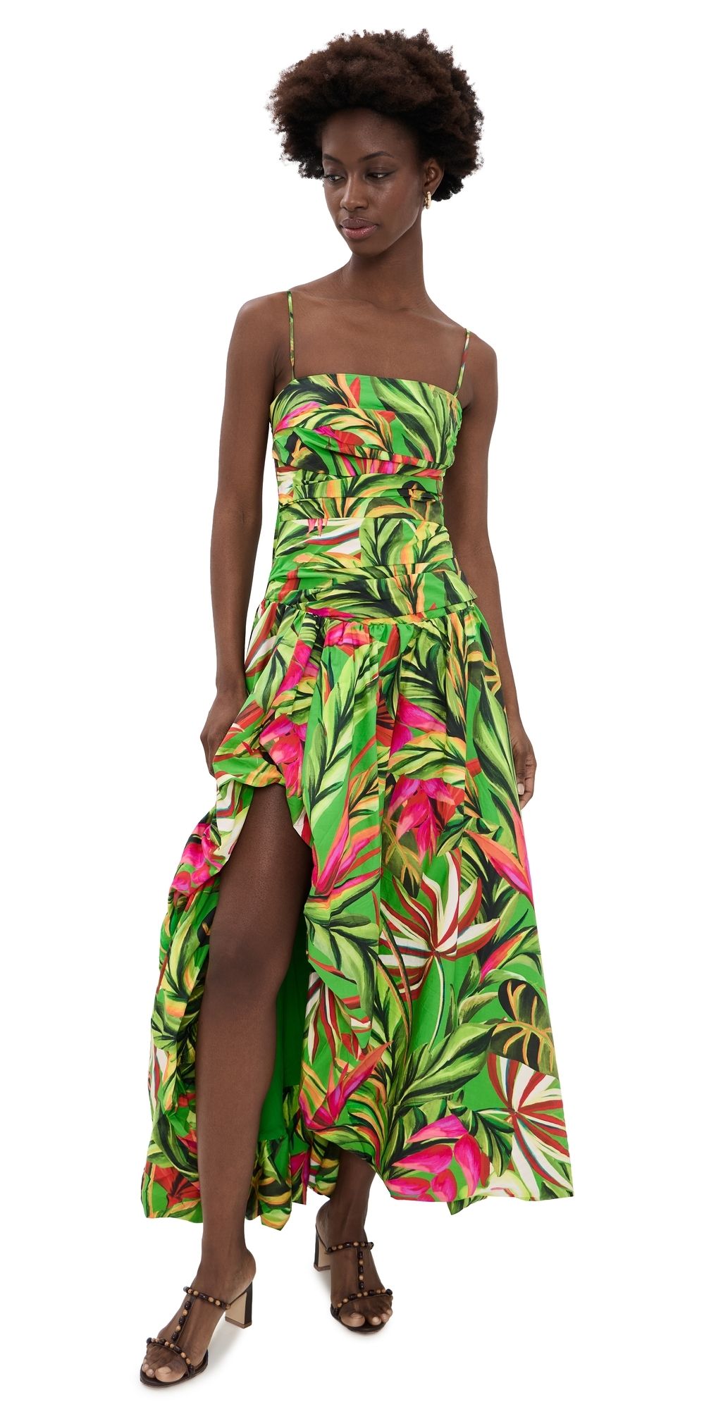 FARM Rio Tropical Dream Green Maxi Dress Orange XL