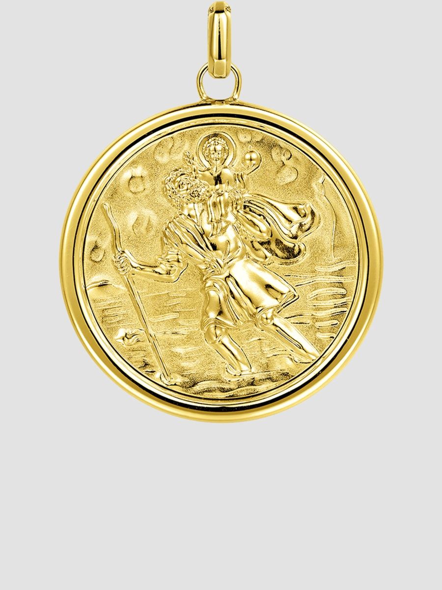 Gabriel & Co Men's Modern Relics 14K Yellow Gold St. Christopher Pendant - Gold