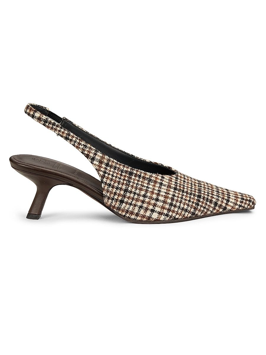 Women's Houndstooth Alpaca-Blend Slingback Pumps - Beige Tobacco - Size 8.5