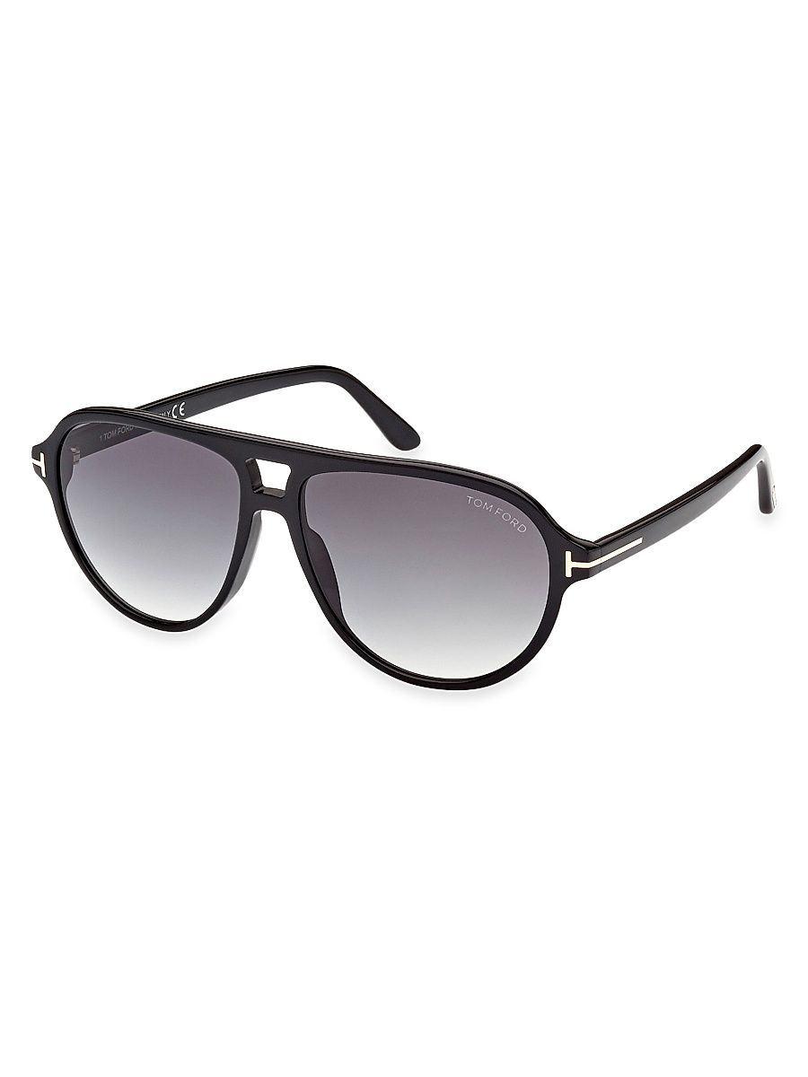 Men's Jeffrey 60MM Aviator Sunglasses - Shiny Black