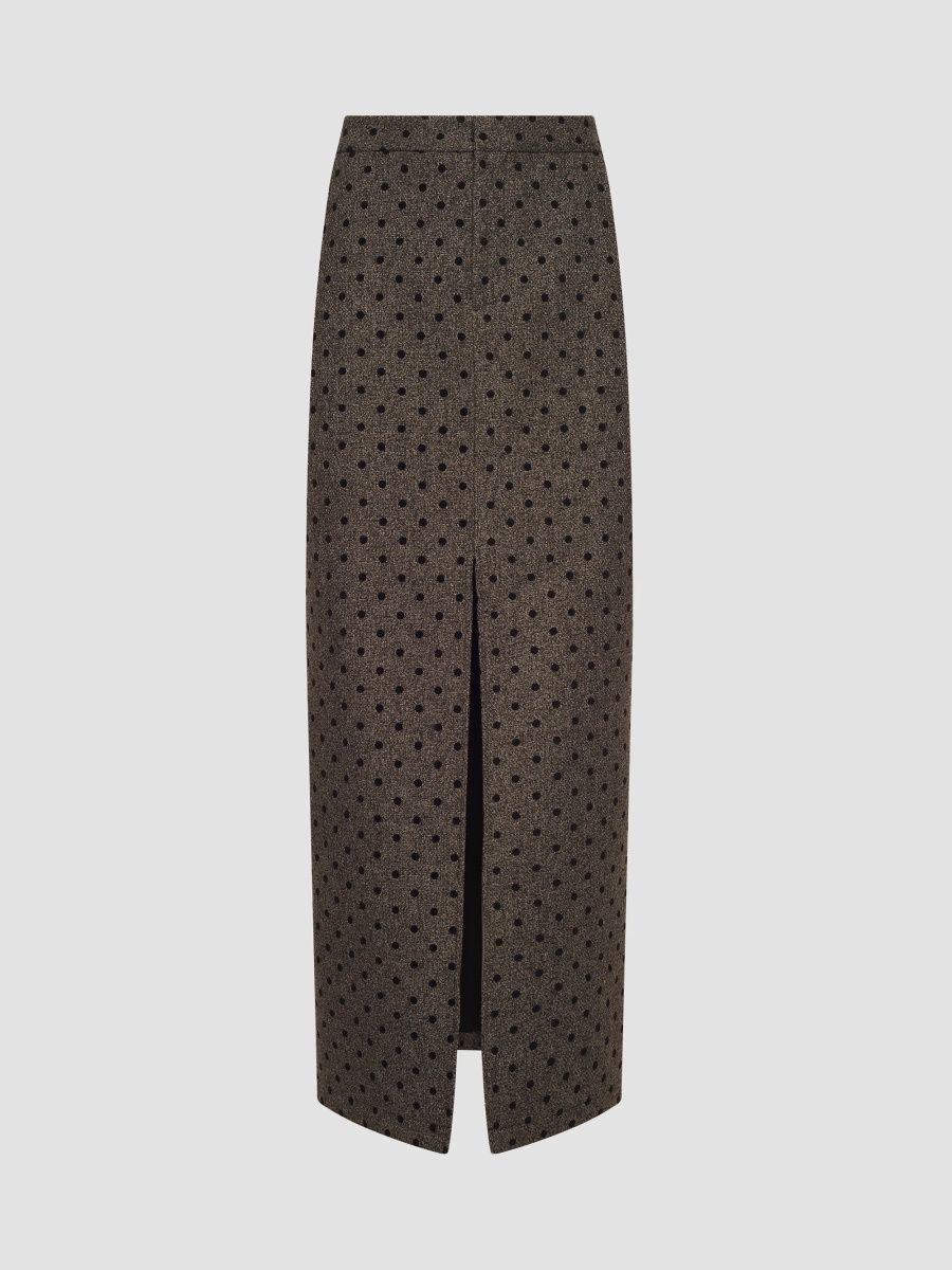L'AGENCE Women's Maceline Polka Dot Maxi Skirt - Grey Black Polka - Size 12