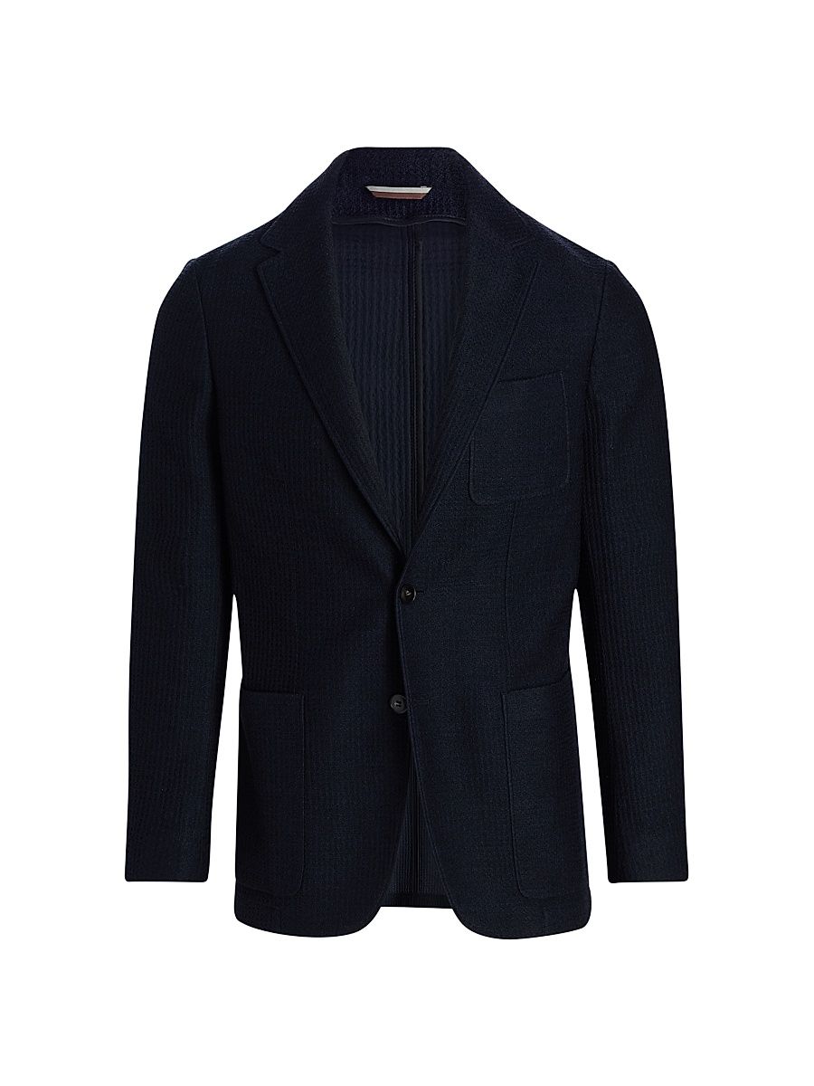 Men's Jersey Wool Regular-Fit Jacket - Navy - Size 40