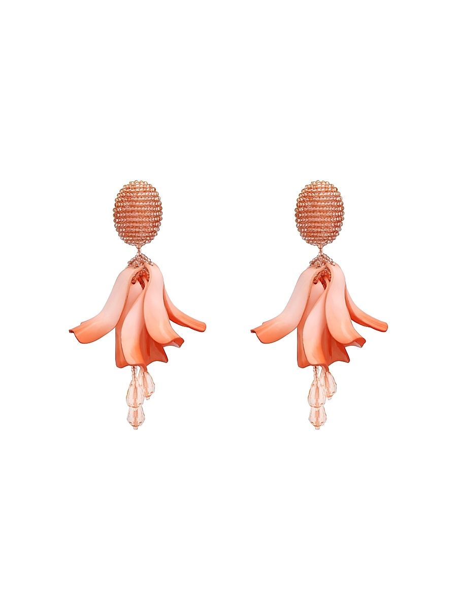 Women's 24K-Gold-Plated & Mixed-Media Petal Drop Earrings - Apricot