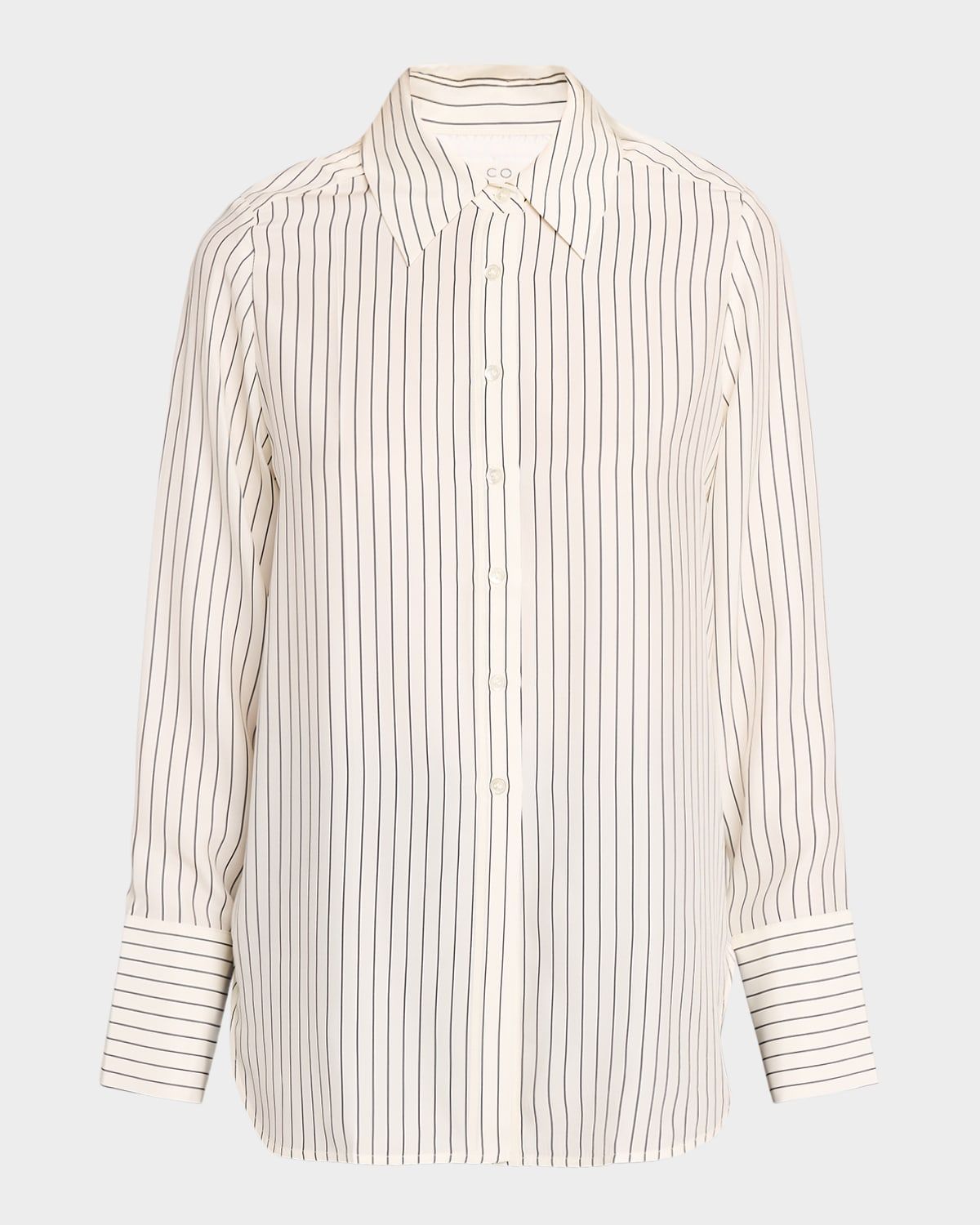 Striped Silk Button-Down Shirt