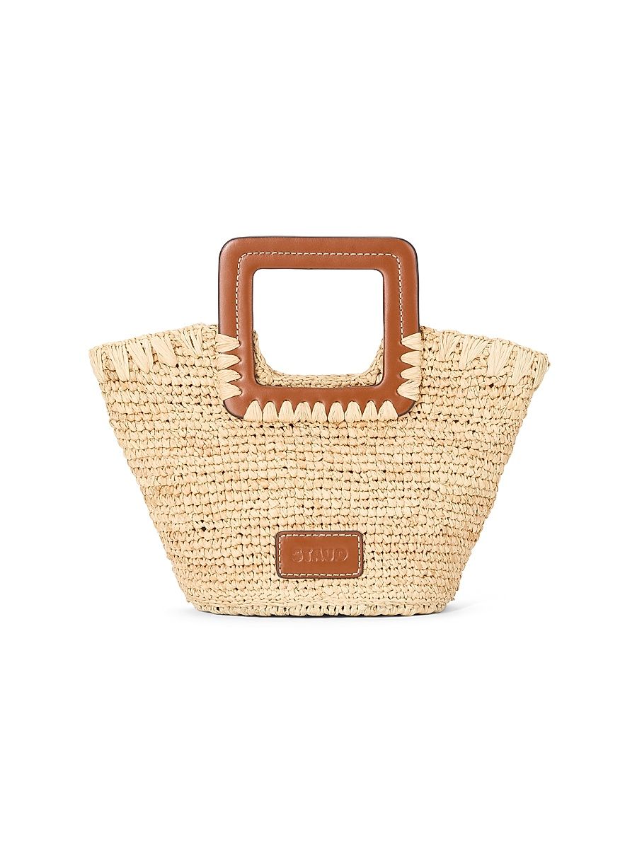 Women's Mini Shirley Raffia Bucket Bag - Natural Tan