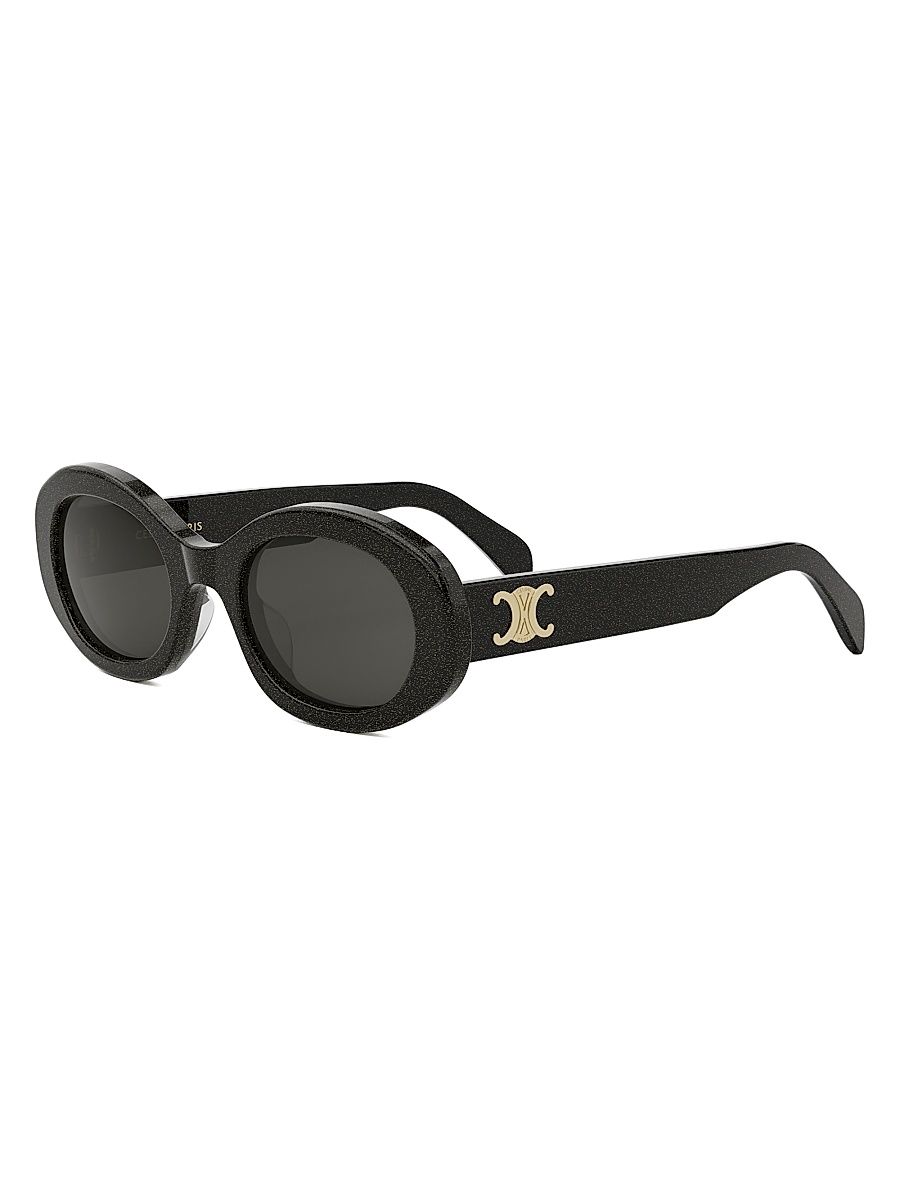 Women's Triomphe 52MM Oval Sunglasses - Black Crystal Grey