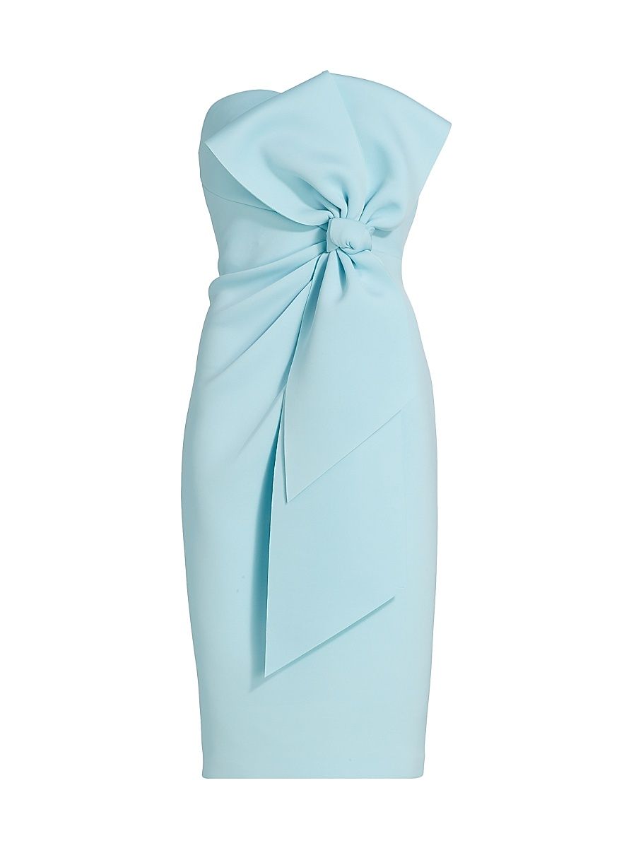 Women's Strapless Bow-Embellished Dress - Azure - Size 10