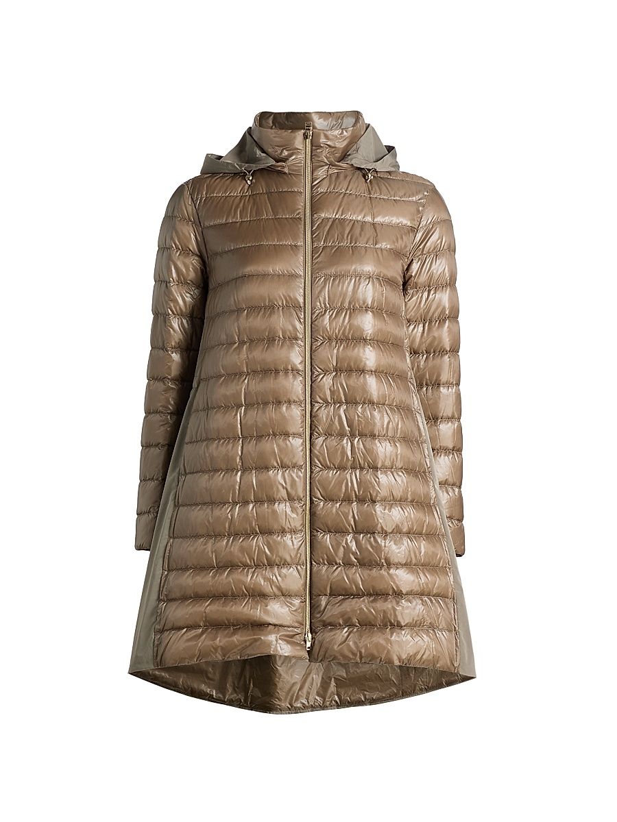 Women's Shiny Nylon High-Low Jacket - Taupe - Size 2
