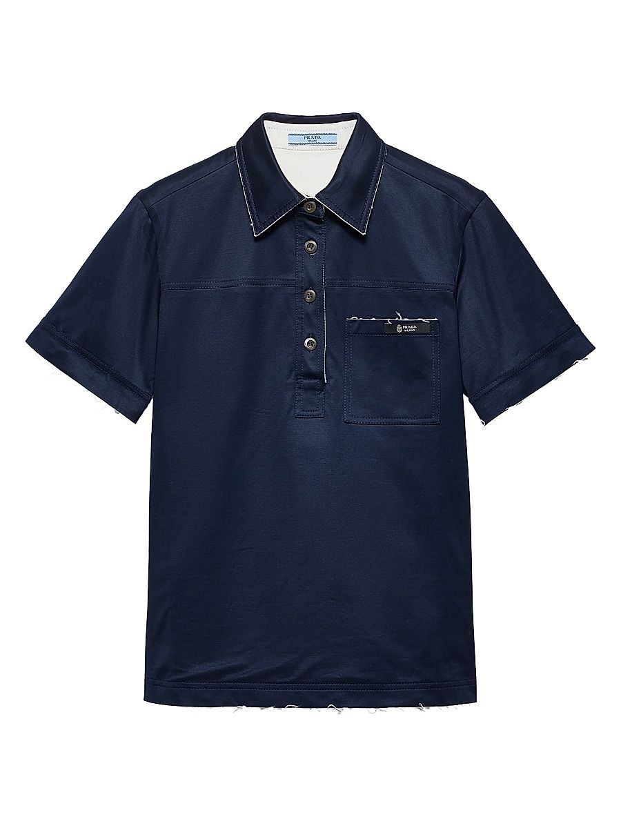 Women's Lisle Cotton Polo Shirt - Blue - Size 6