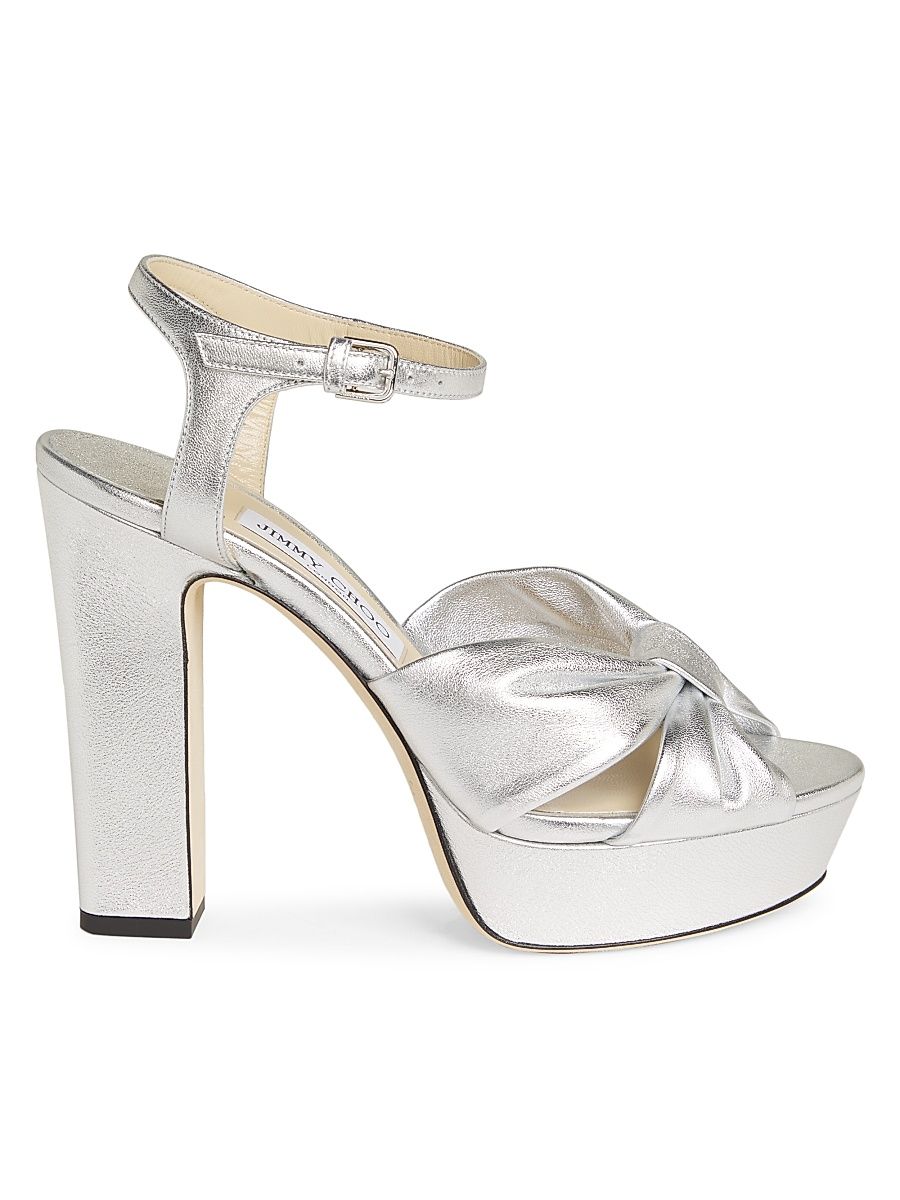 Women's Heloise 120MM Metallic Leather Platform Sandals - Silver - Size 12