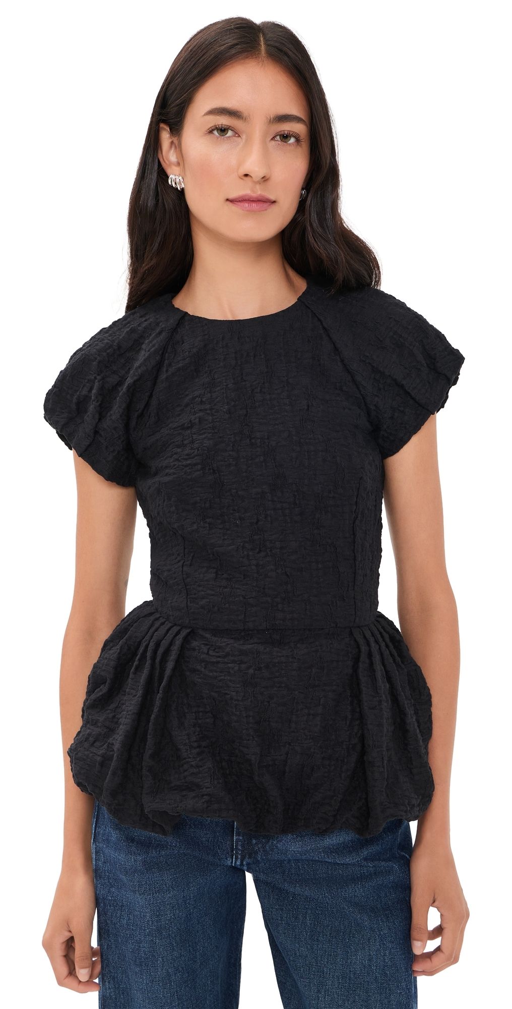 MSGM Peplum Blouse Black 44