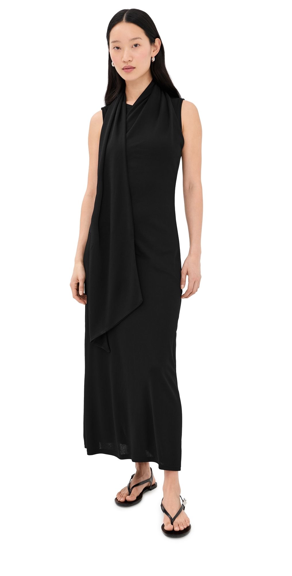 AMI Sleeveless Maxi Lavalliere Dress Noir XL