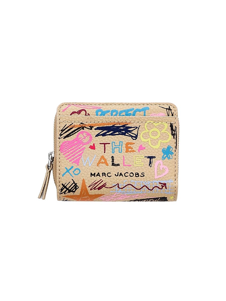 Women's The Punk Scribble Mini Leather Wallet - Beige Multi