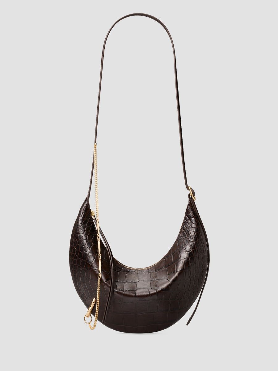 Tory Burch Women's Pierced Croc-Embossed Leather Crossbody Bag - Cocoa