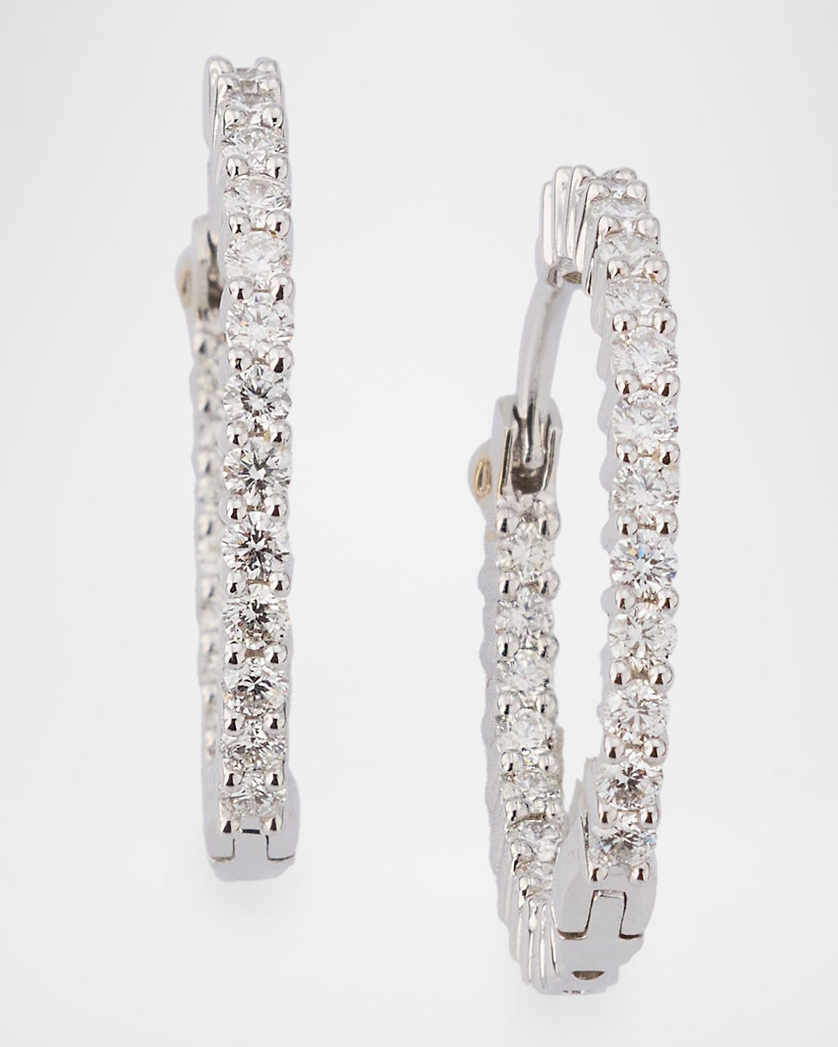 Perfect Diamond 18K Yellow Gold Inside-Out Hoop Earrings, 1"L