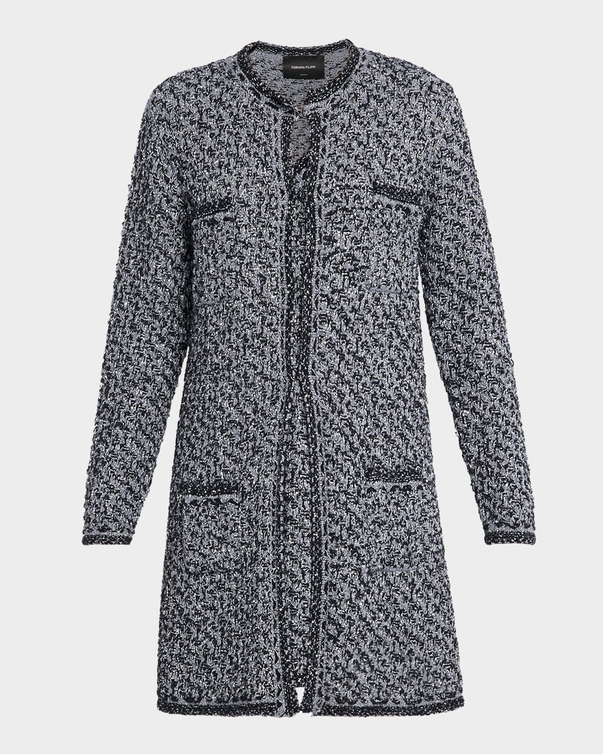 Oversized Sequin Tweed Coat