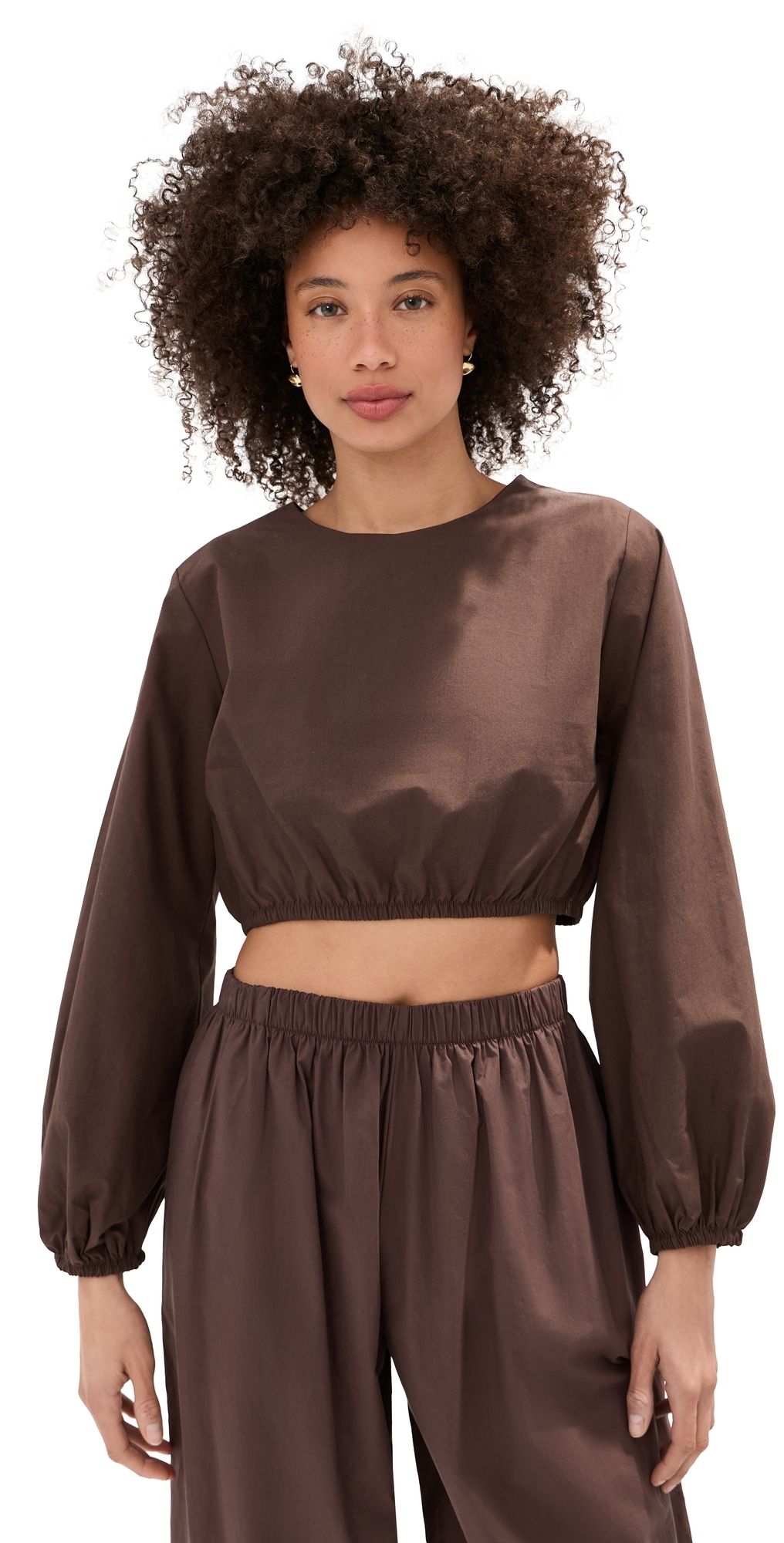 LE BOP Lillian Cropped Blouse Brown S