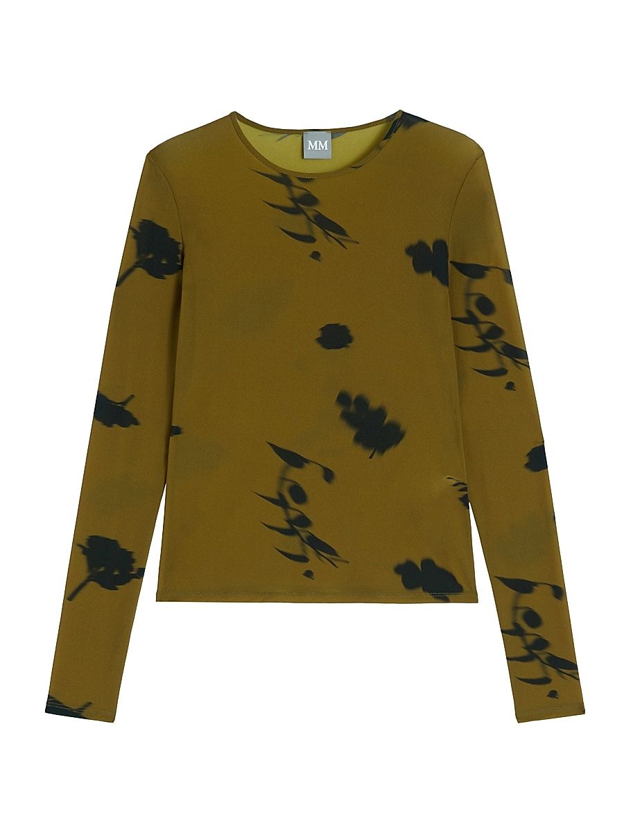 Women's Tulle Jersey T-Shirt - Olive Green - Size Medium