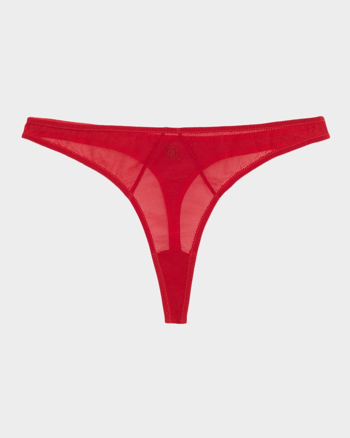 Brienne Embroidered Mesh Thong