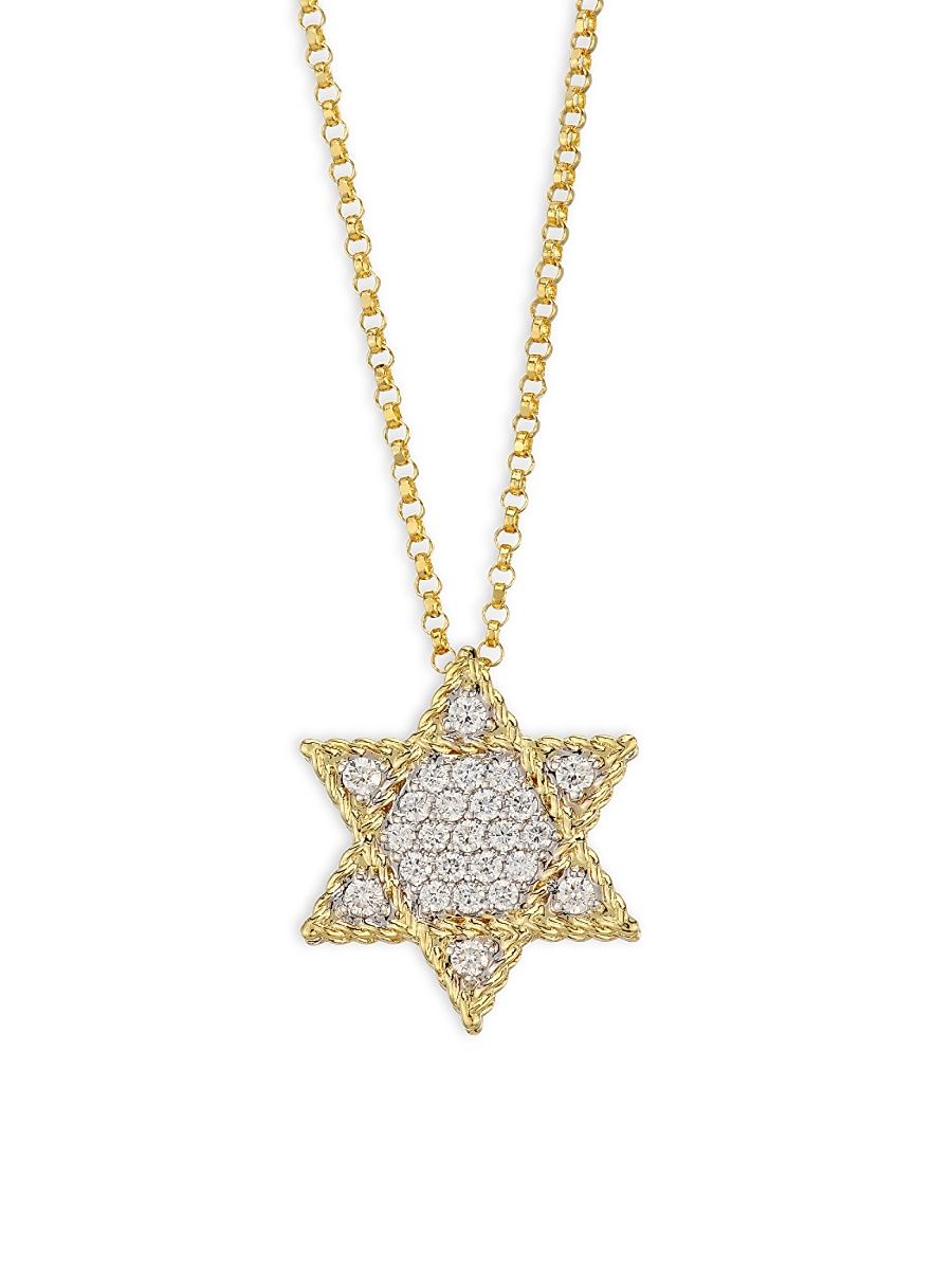 Women's Princess Diamond & 18K Yellow Gold Star Of David Necklace - Yellow Gold
