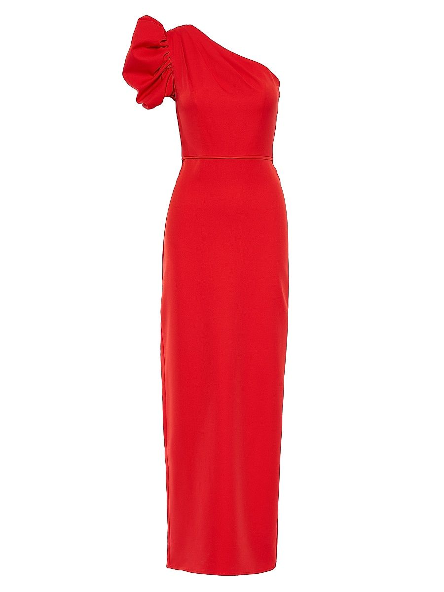 Women's Ieena One-Shoulder Cap-Sleeve Gown - Red - Size 12