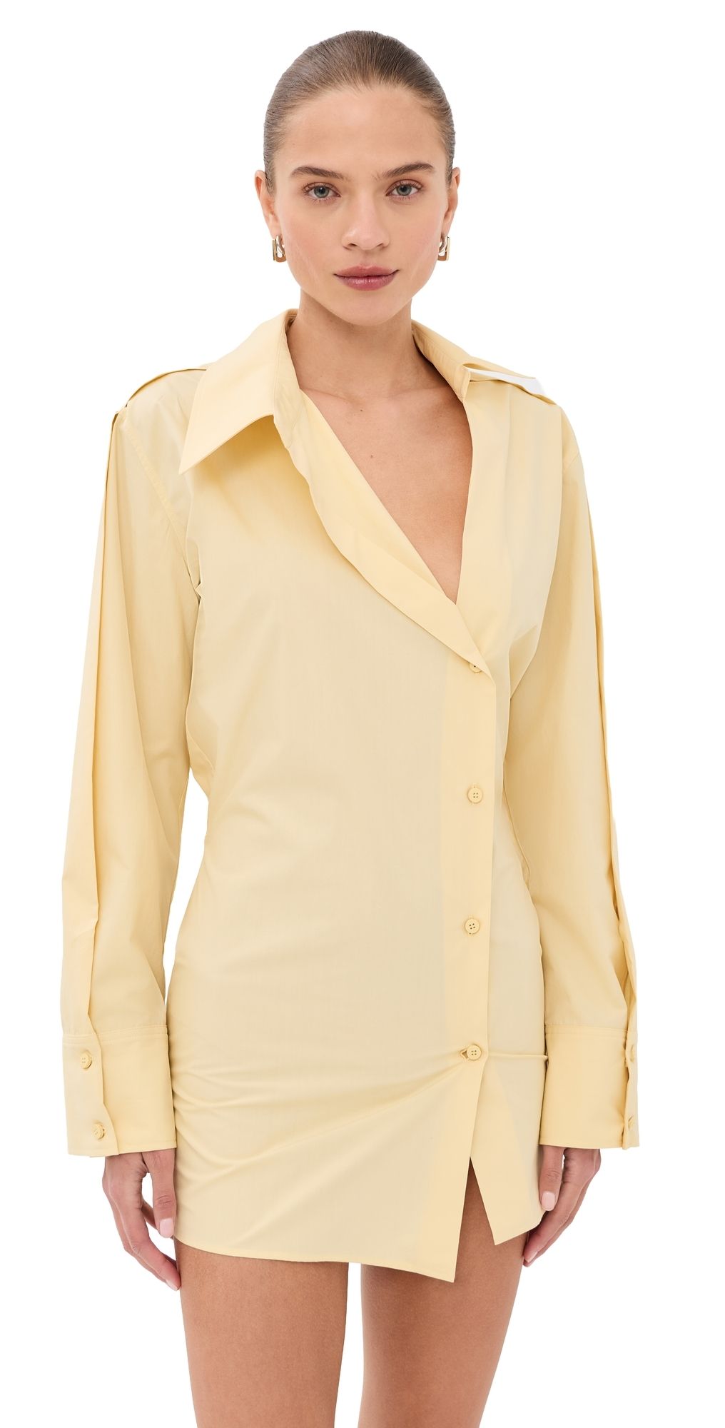 The Attico Mini Shirt Dress Pale Yellow 42