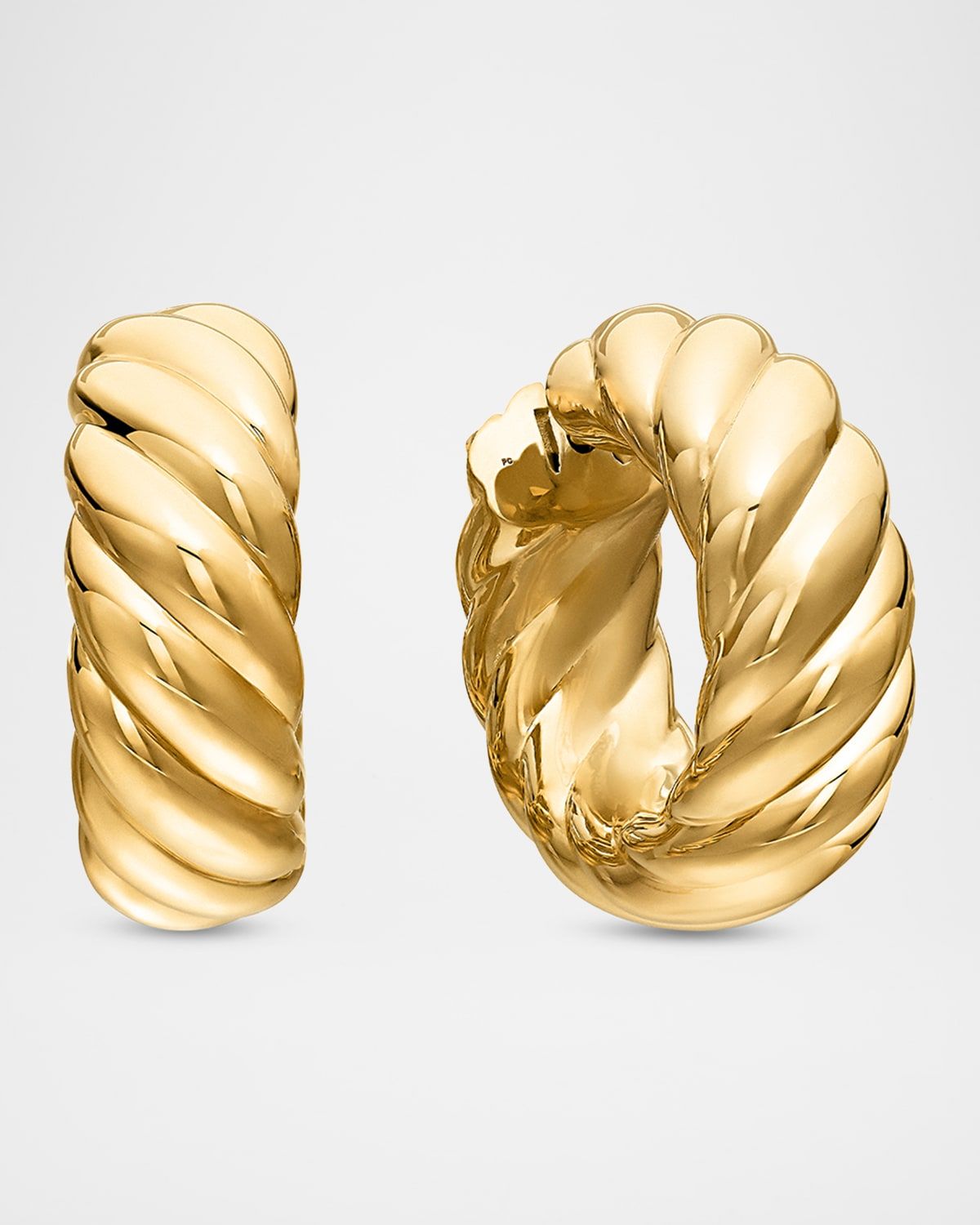 Sculpted Cable Hoop Earrings in 18K Gold, 9mm, 1"L