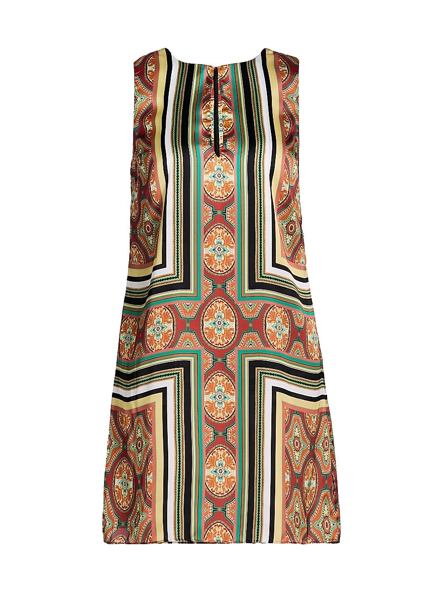 Women's Nour Printed Satin Minidress - Majorelle Scarf - Size XL