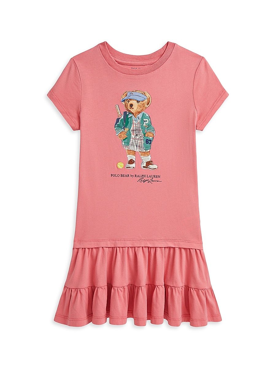Little Girl's & Girl's Polo Bear T-Shirt Dress - Faded Peony - Size 16