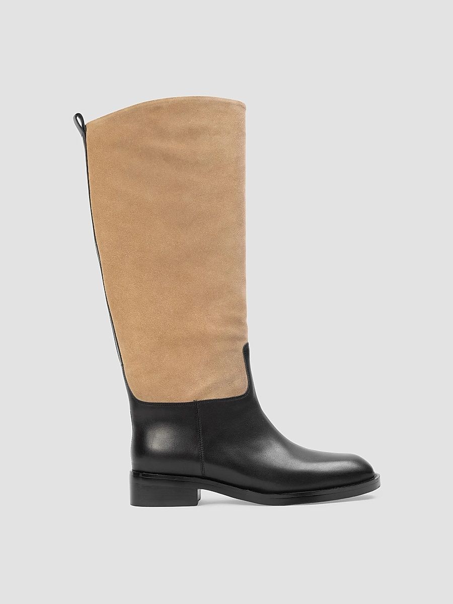 Black Suede Studio Women's Pace 40MM Boots - Latte Suede - Size 12