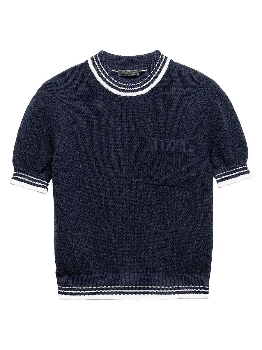 Men's Shetland Wool Crew-Neck Sweater - Blue - Size 40