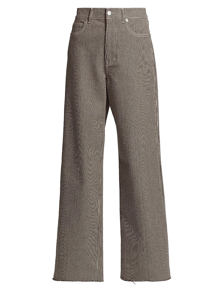 Women's Taylor Pinstripe High-Rise Wide-Leg Jeans - Cedar Stripe - Size 32