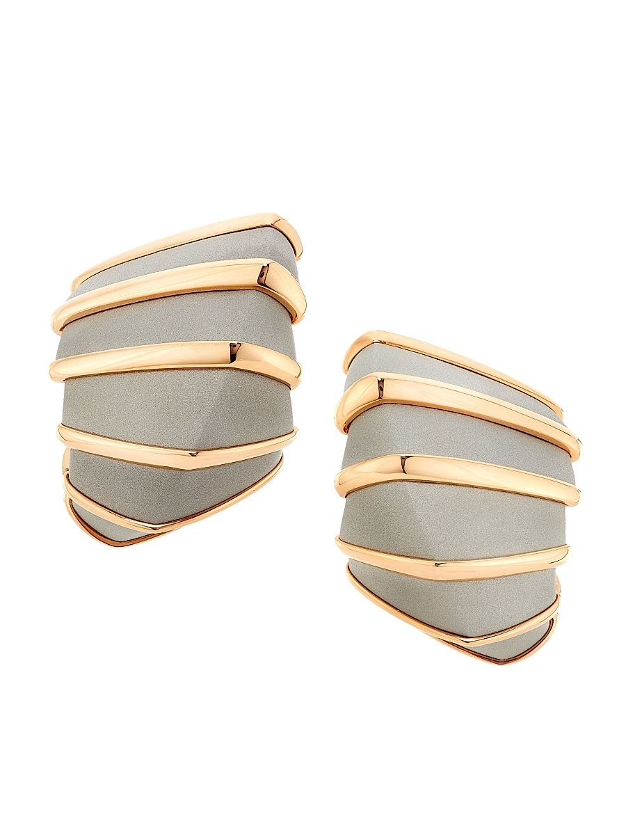 Women's Ardis Aluminum & 18K Rose Gold Clip-On Earrings - Aluminum