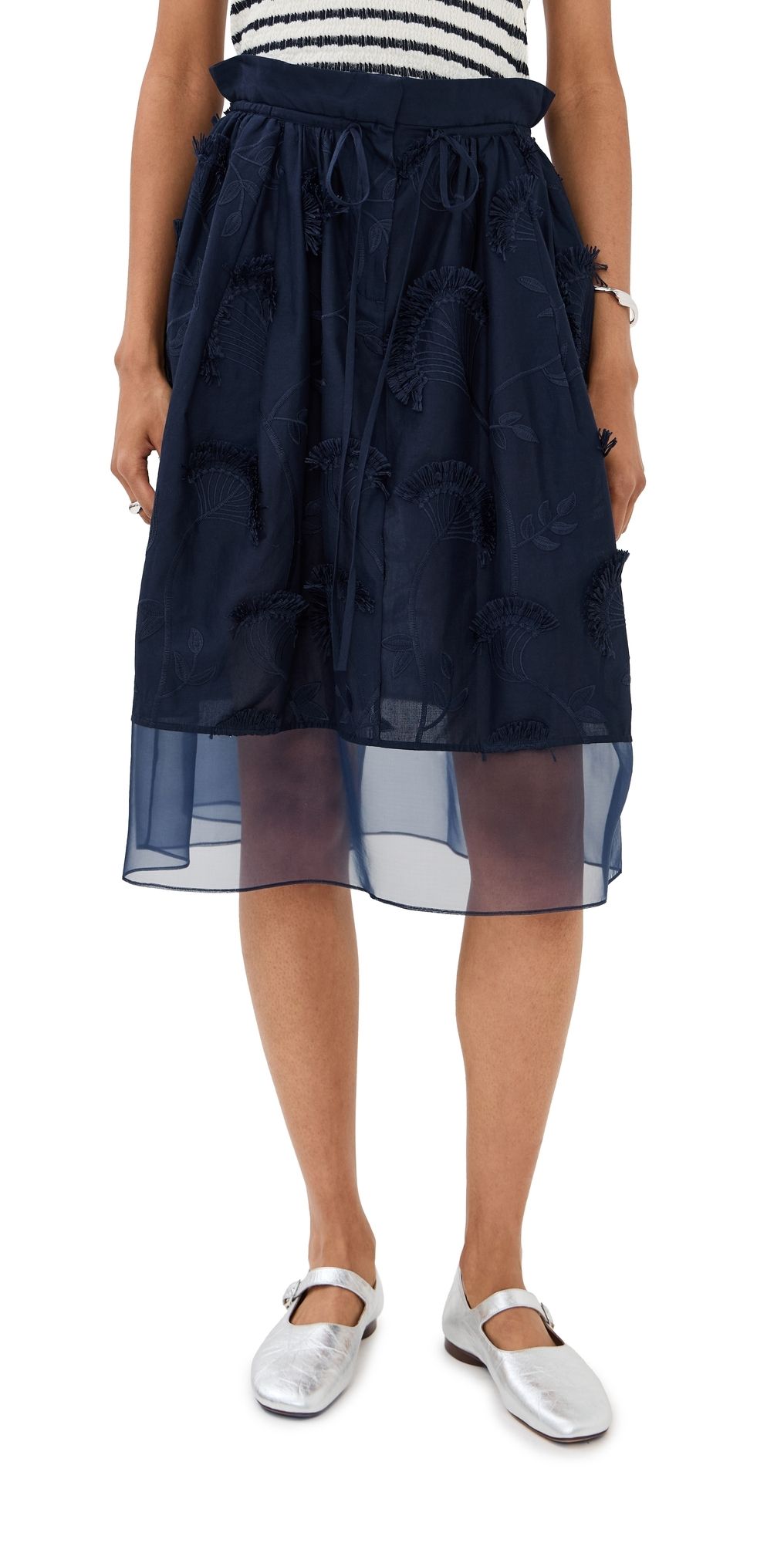 3.1 Phillip Lim Tie Waist Midi Skirt with Organza Combo Midnight 8