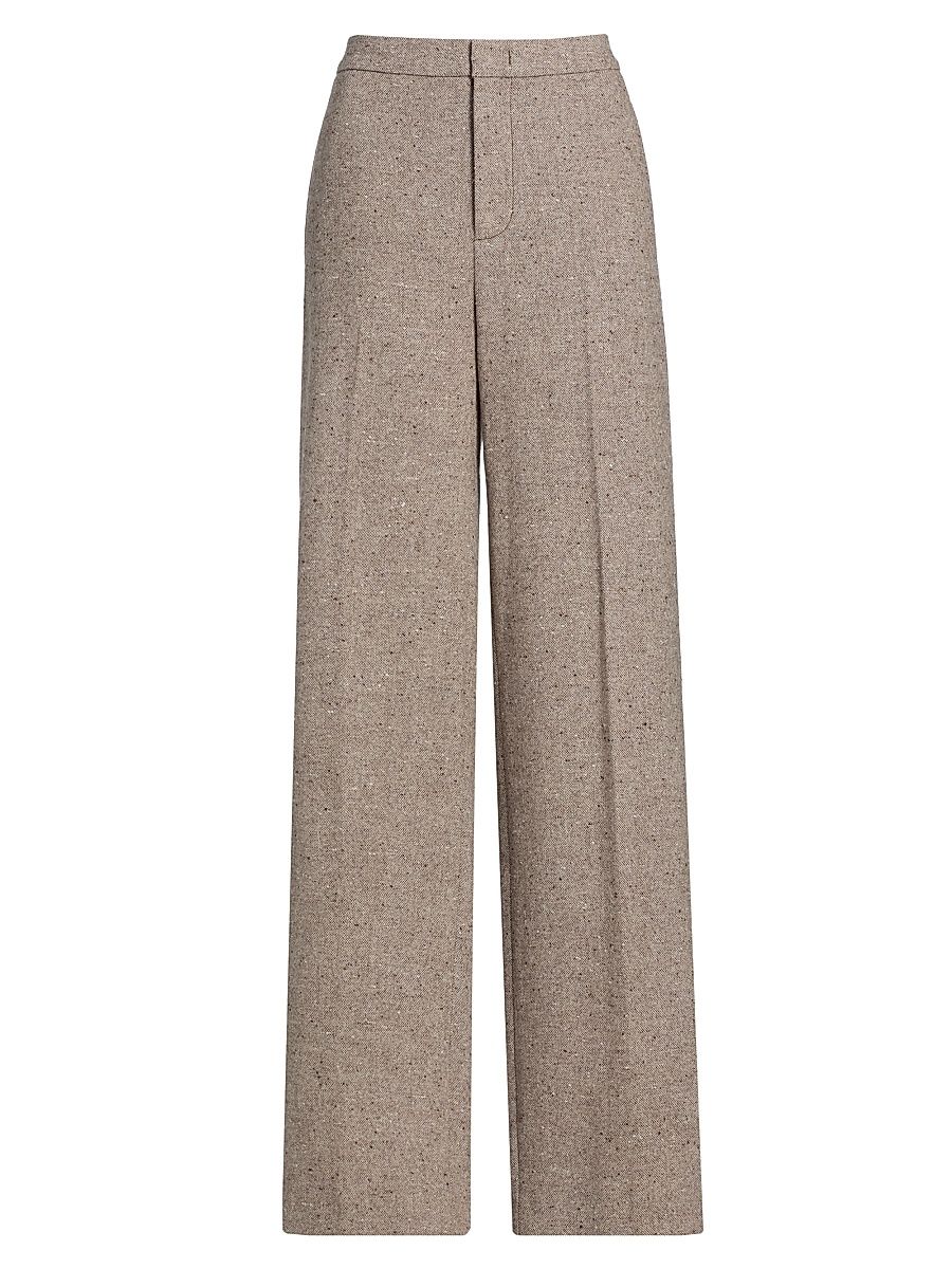 Women's Donegal Mid-Rise Wool-Blend Trousers - Oat Stone - Size 4