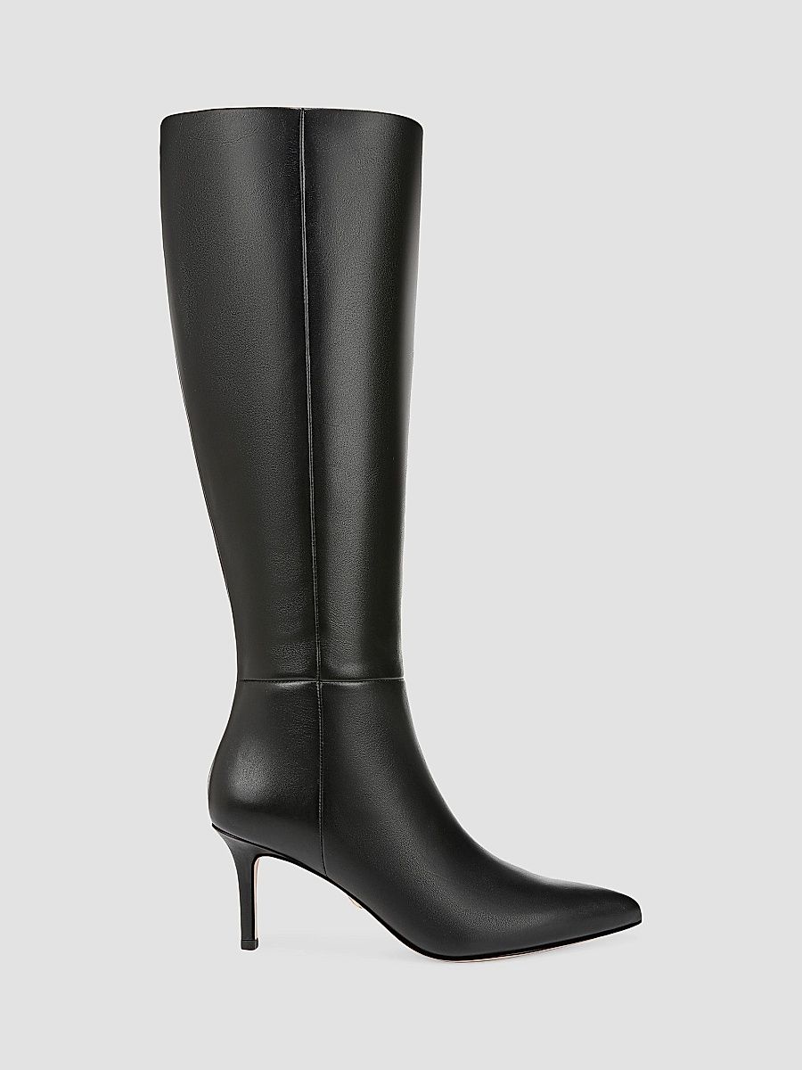 Women's Lisa 70MM Tall-Shaft Leather Boots - Black - Size 6.5