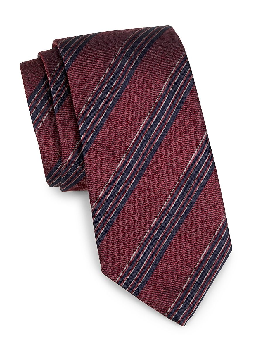 Men's Striped Silk Tie - Red