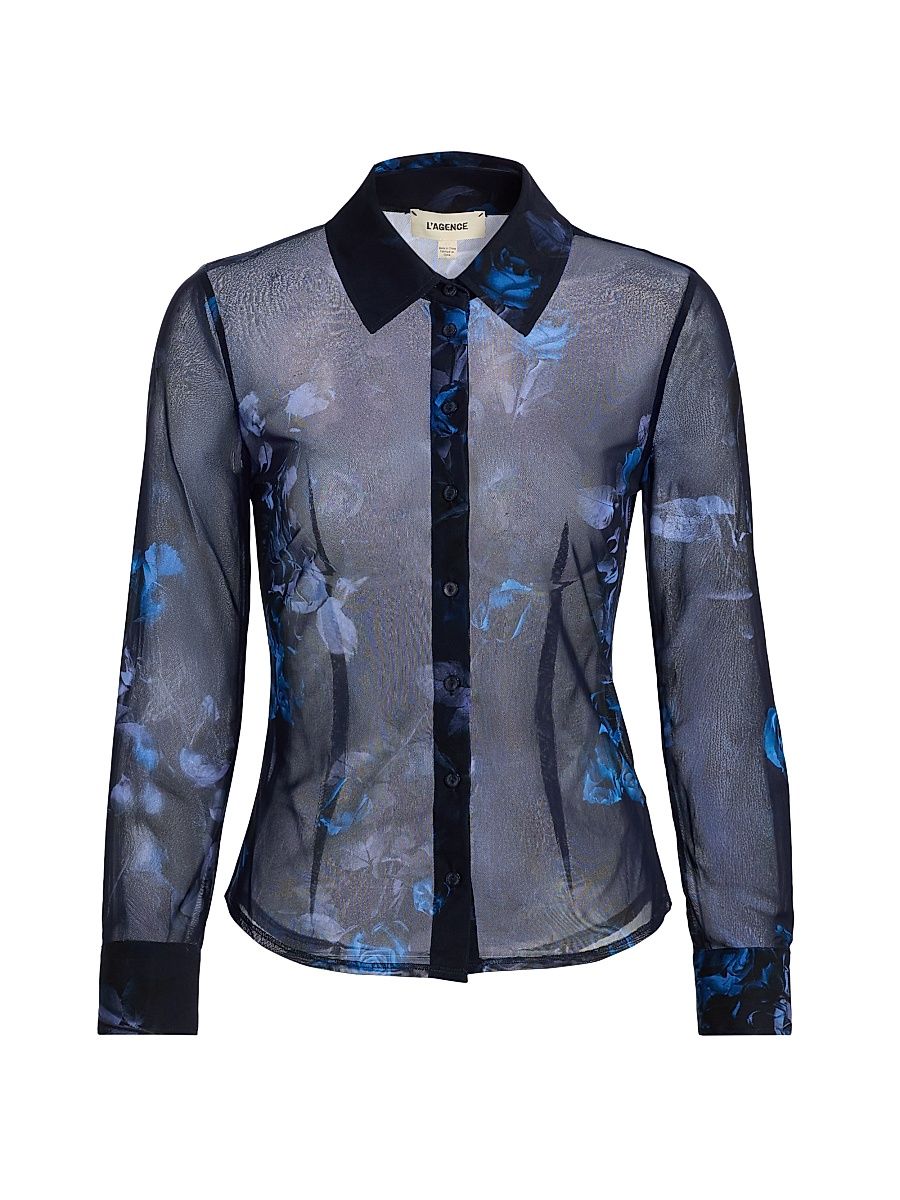 Women's Indiana Printed Fitted Blouse - Midnight Multi Moon Floral - Size XXL