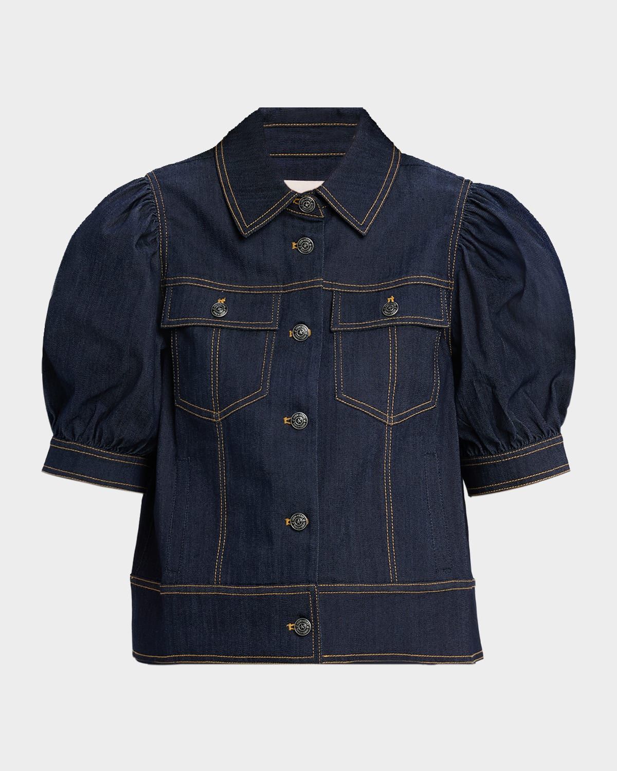 Leonie Puff-Sleeve Denim Jacket