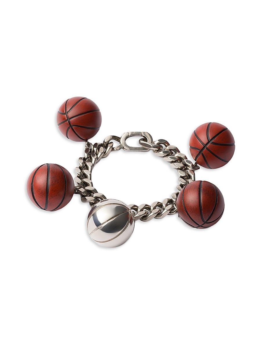 Men's Metal Basketball Bracelet - Grey - Size Small