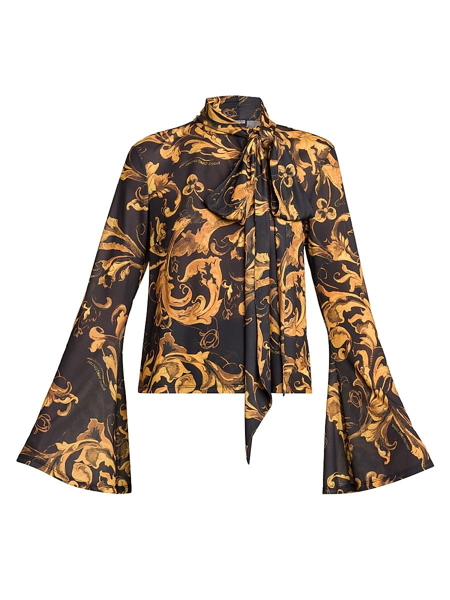 Women's Barocco Tieneck Shirt - Black Gold - Size 10