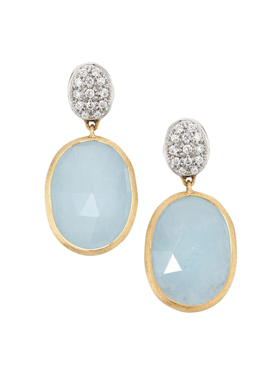 Marco Bicego Women's Siviglia 18K Yellow Gold, Aquamarine & 0.2 TCW Diamond Drop Earrings - Blue