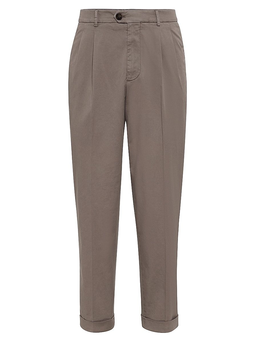 Men's Cotton Comfort Gabardine Leisure Fit Trousers - Taupe - Size 48