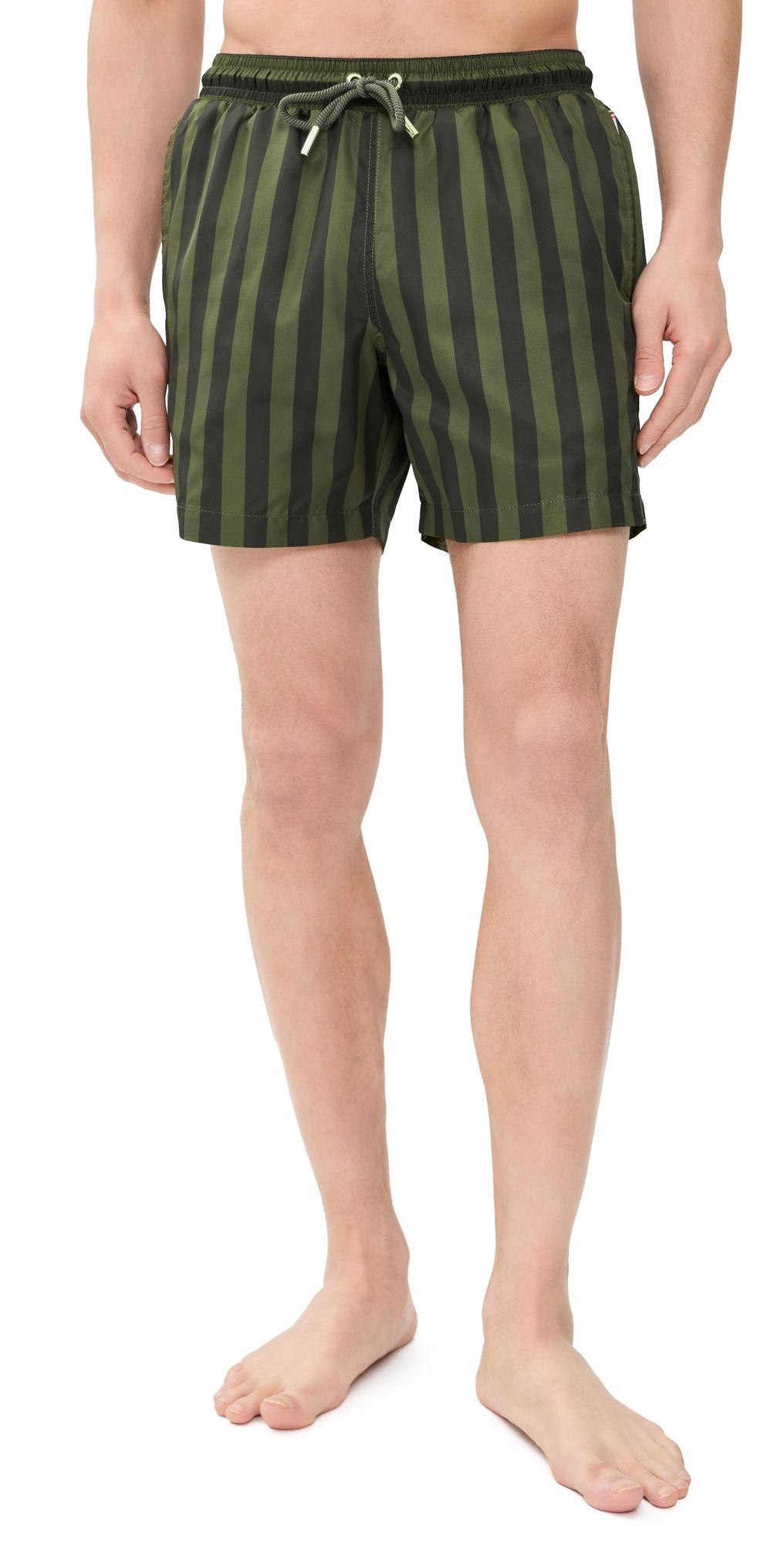 Orlebar Brown Boxer III Bold Stripe Swim Trunks 5.5 Bayleaf/Herbal Green Stripe 33