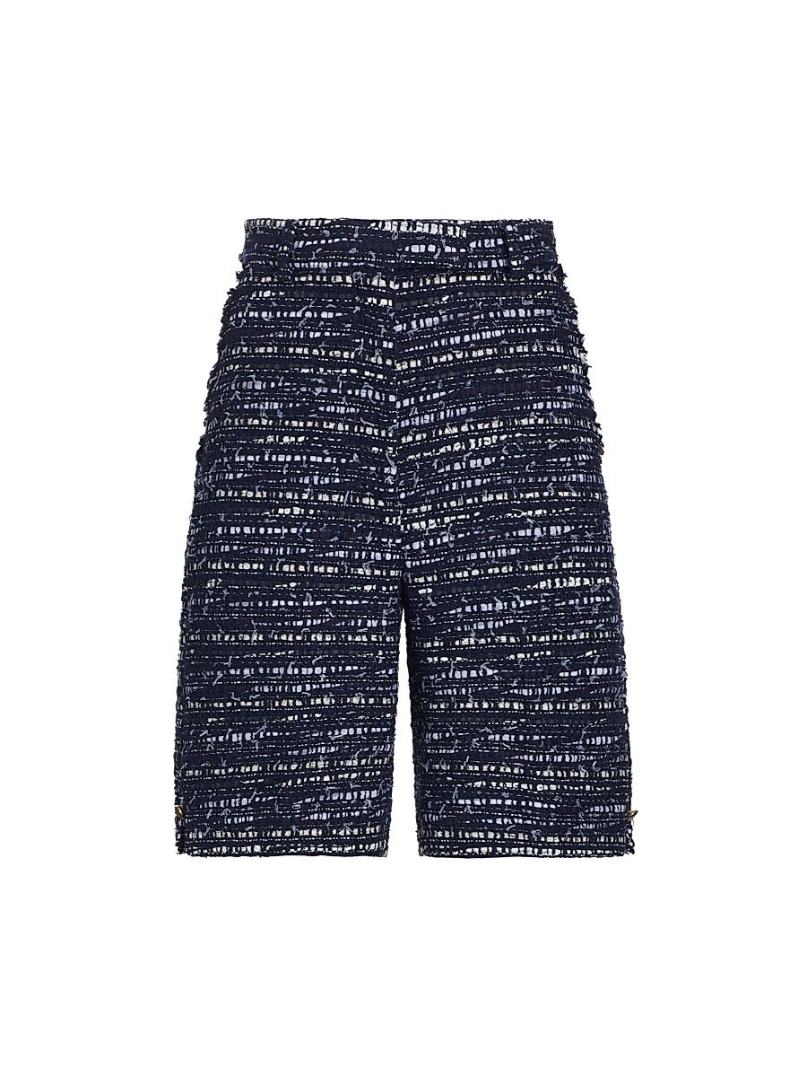 Women's Tweed Fray-Edge Tailored Shorts - Navy - Size 2