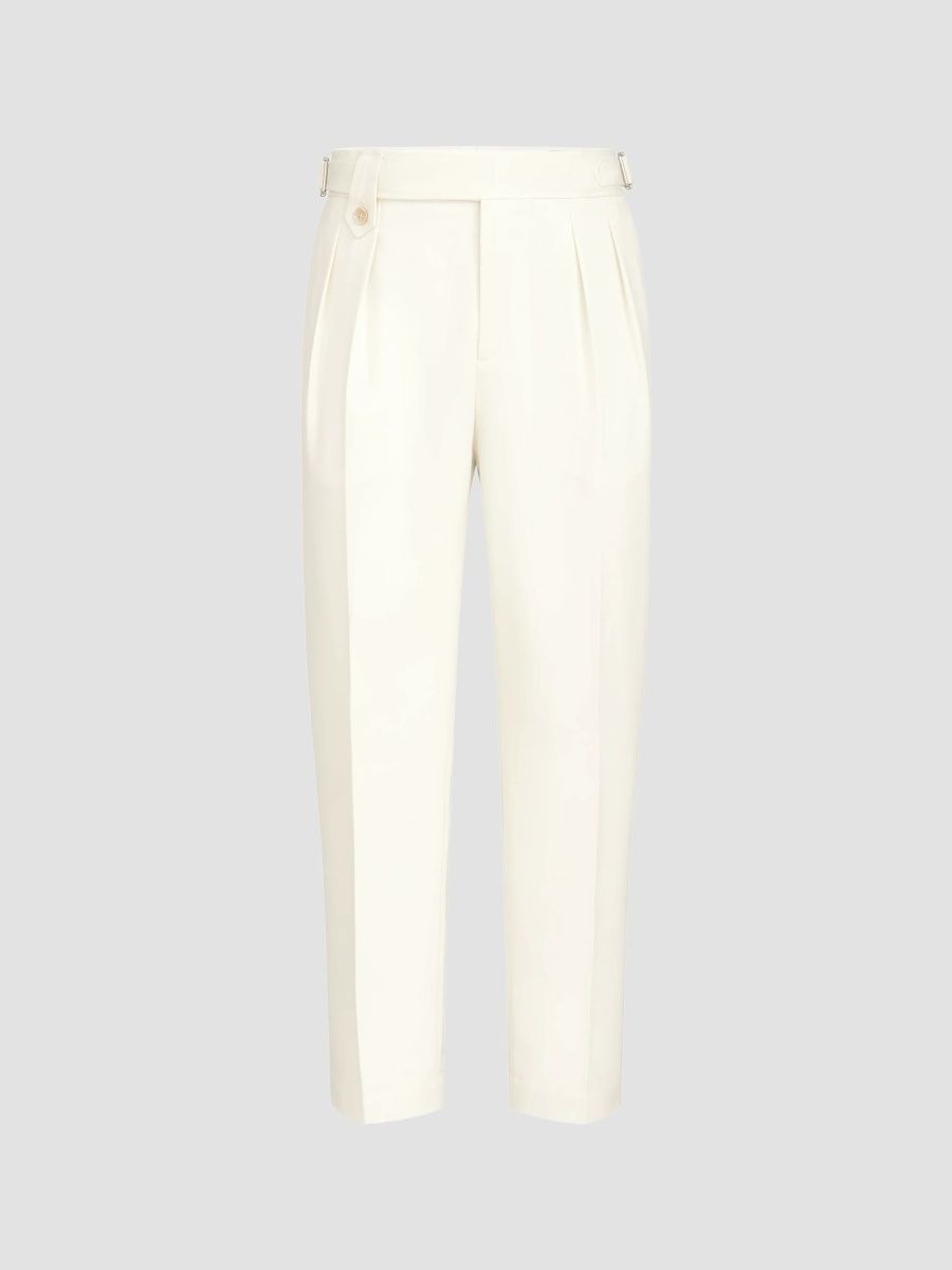 Brunello Cucinelli Men's Cotton and Virgin Wool Gabardine Trousers - White - Size 48
