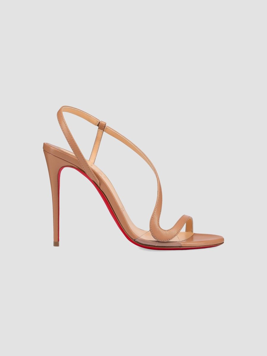 Christian Louboutin Women's Rosalie 100MM Leather Sandals - Beige - Size 10