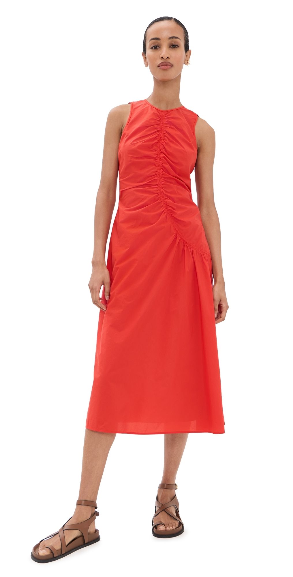 Theory Asymmetrical Ruched Tank Dress Poppy - Uzt 2