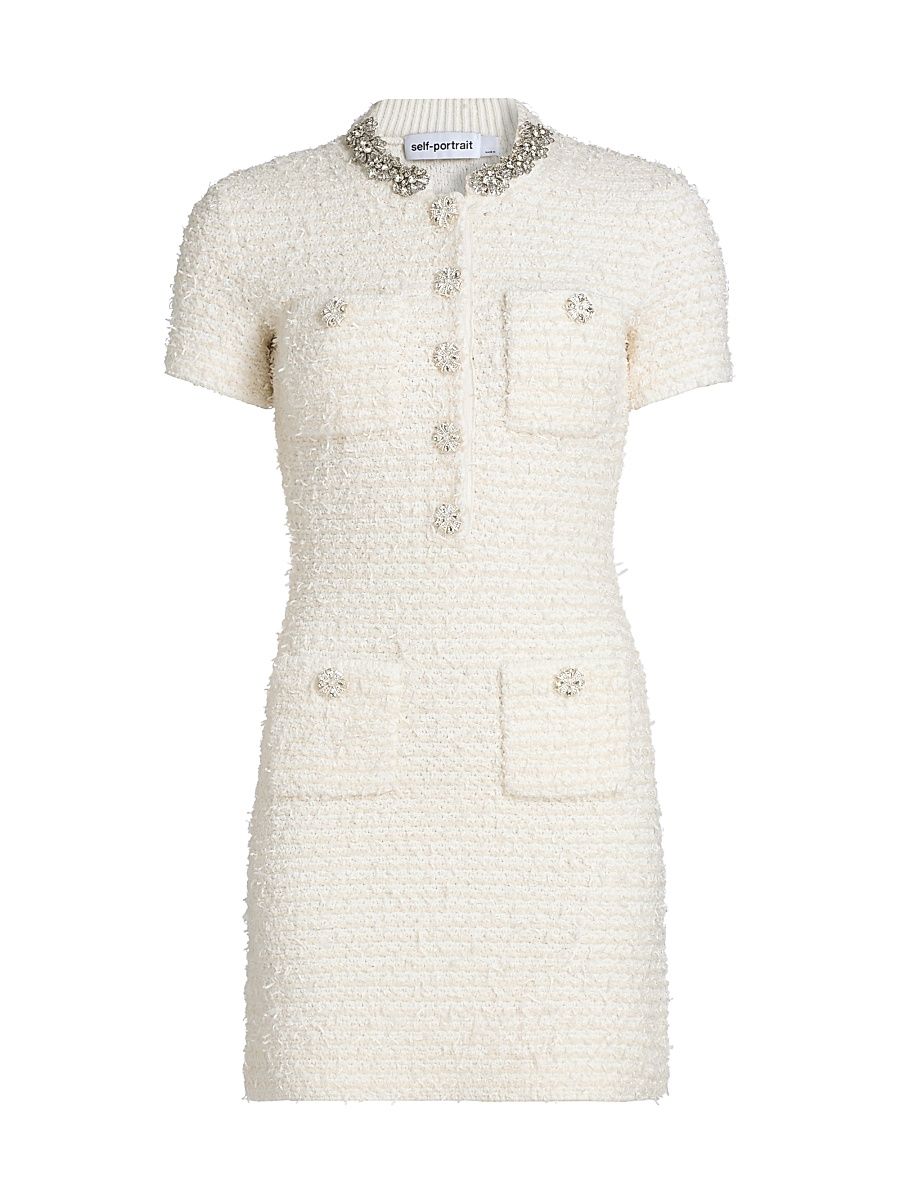 Women's Textured Boucle Minidress - Cream - Size Large