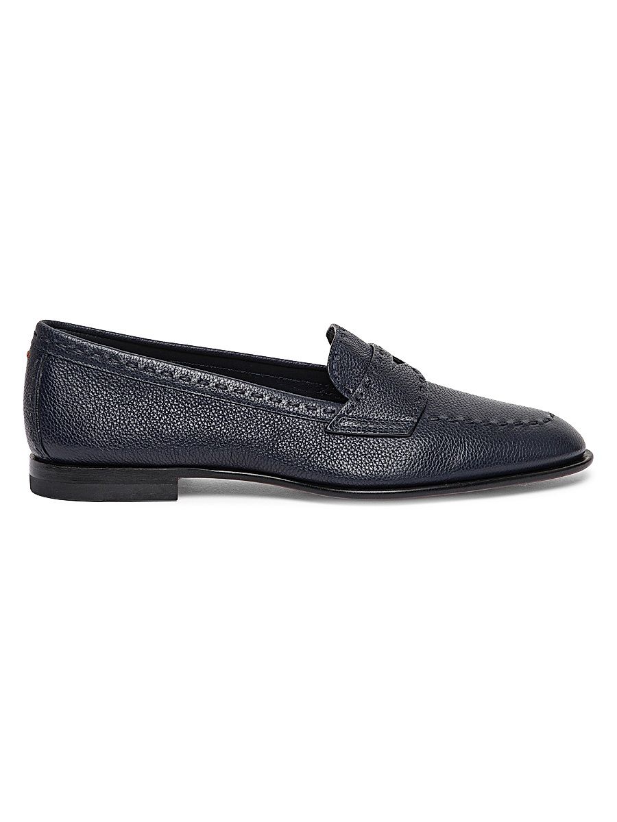 Women's Marlene-Row Leather Penny Loafers - Navy - Size 12